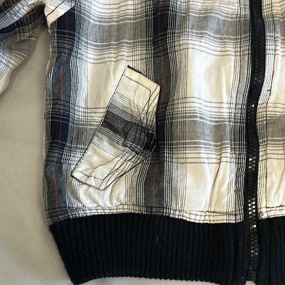 Hurley Black and White Plaid Hoodie Sweatshirt - Picture 4 of 8